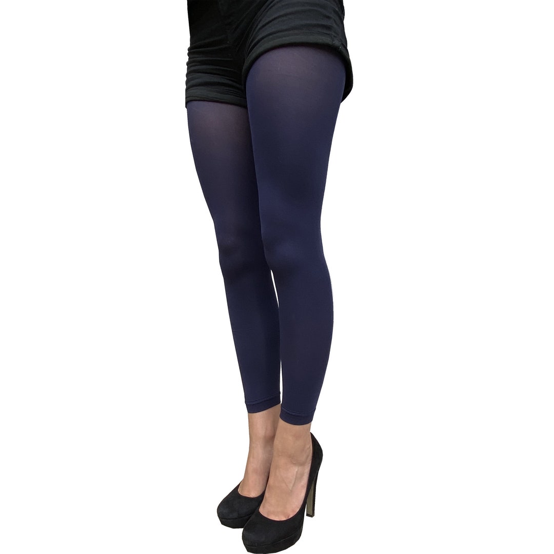 Navy Blue Footless Tights for Women Soft and Durable Color Tights Plus Size Available Etsy