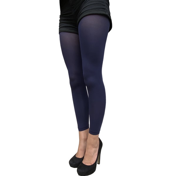 Navy Blue Footless Tights For Women | Soft And Durable Color Tights | Plus Size Available