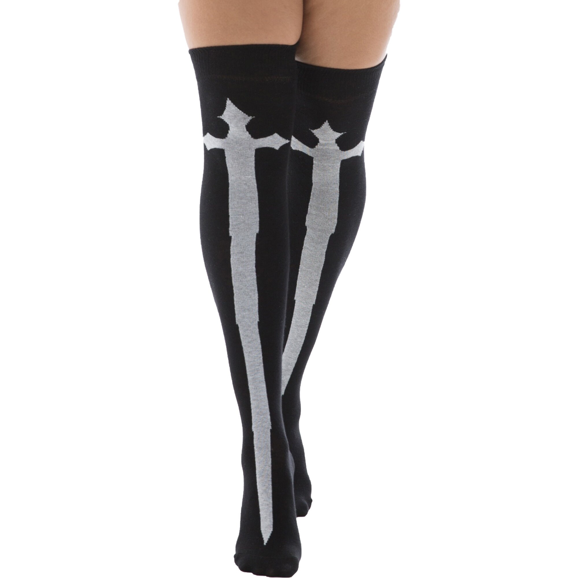 Black Long Socks Thigh High Socks Cotton Over the Knee Socks Etsy