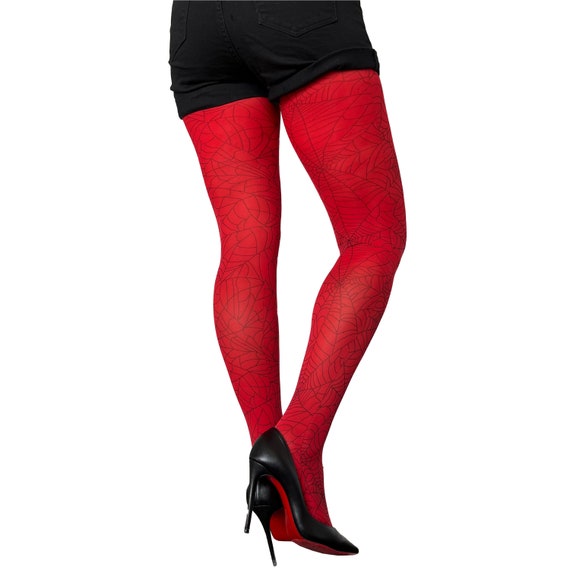 Red Tights With Spider Web All Over the Legs Tights for Halloween Outfits  From Small Sizes to Plus Size. -  Canada