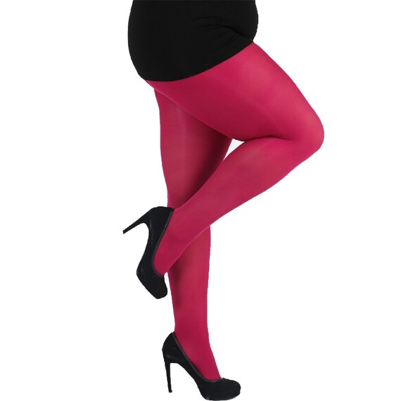 Plus Size Tights Opaque Cherry Pink for 