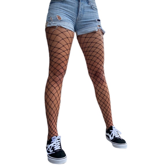 Black Sparkly Large Fishnet Tights for Women Mesh Tights Available in Plus  Size. 