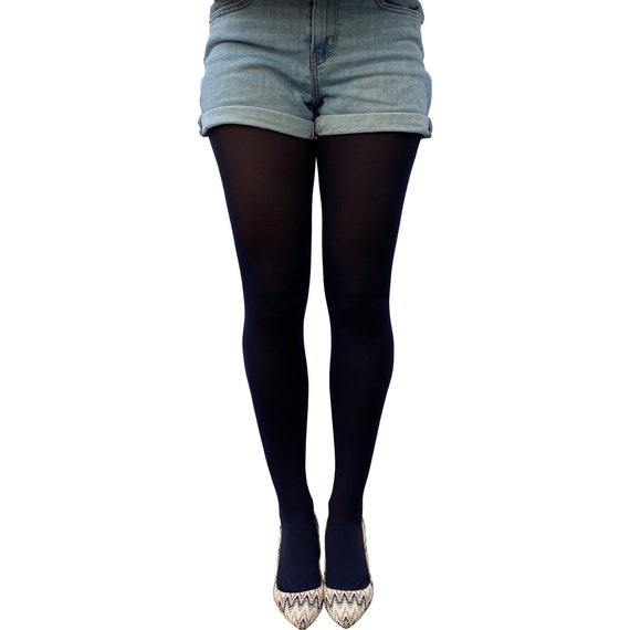 Navy Blue Opaque Tights for Women Opaque Blue 80 Deniers Full Footed Tights  Soft and Durable Pantyhose 