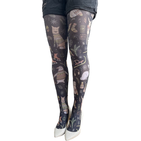 Winter Pattern Tights Woodland Available in Plus Size Gift for Her -   Canada