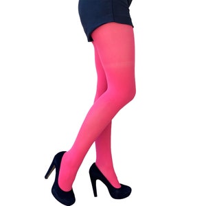 Plus Size Coral Pink Tights: Soft Opaque Pantyhose, XL-5XL