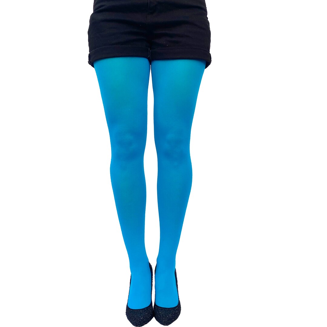 Turquoise Tights for Women Soft and Durable Opaque Pantyhose Tights ...