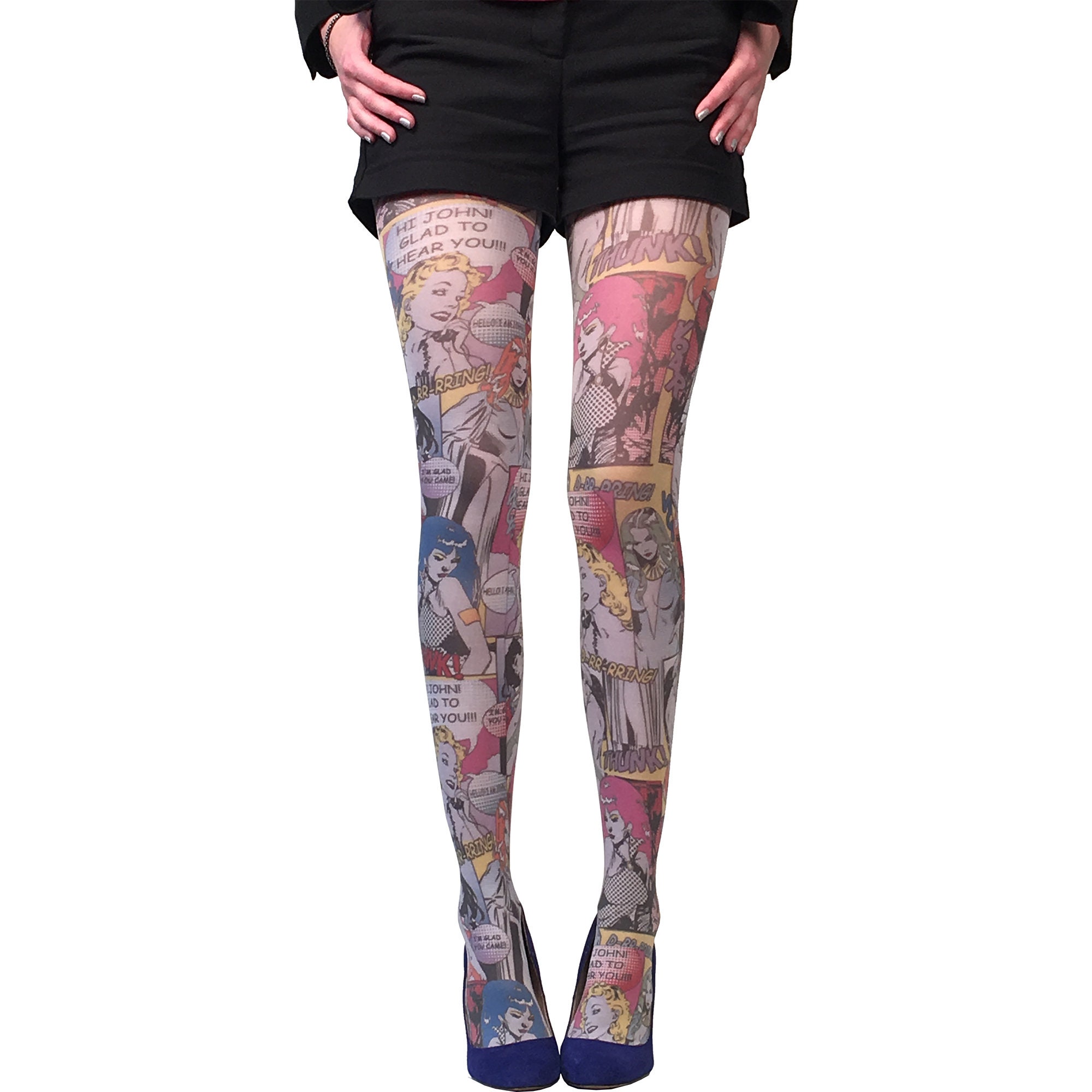 plus size printed tights