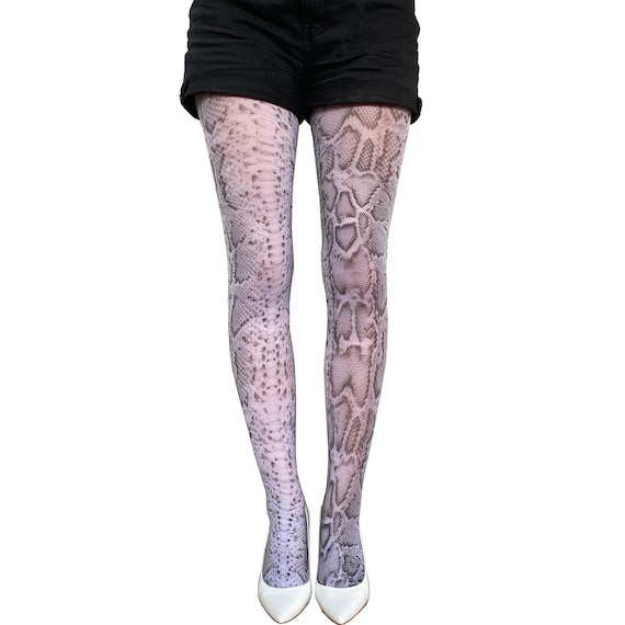 White Snake Skin Print Tights Women's Faux Snakeskin Patterned Tights Plus  Size Available -  Canada