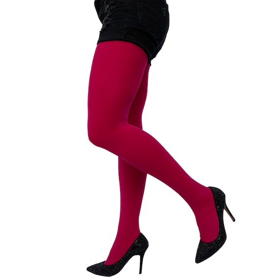 Cherry Pink Tights Opaque for Women Soft & Durable Opaque 80 Deniers Full  Pantyhose 