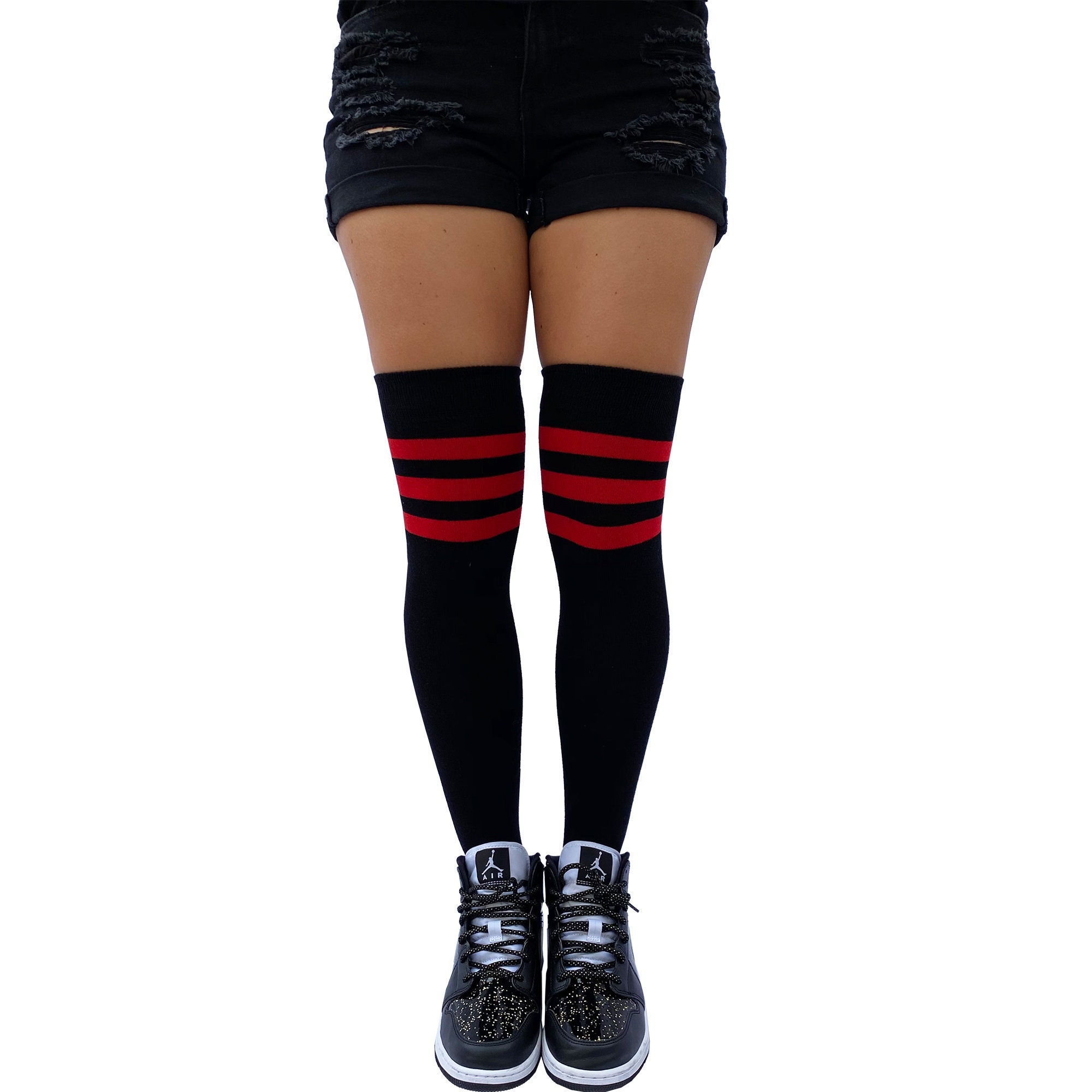 Calzini Da Stivale In Cotone Con Pizzo Grigio Chiaro - Alti Fino Alla Coscia - Italia - Foto 10