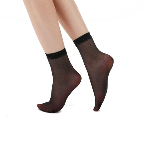 Women's Black Sheer Ankle Socks With a Sparkly Trim Cute Etsy