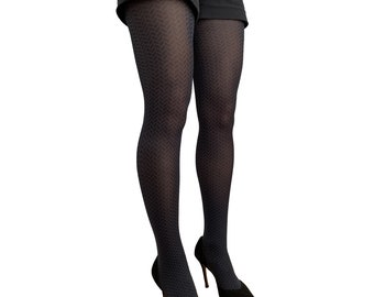 Collants à motifs à chevrons gris noir pour femmes | Collants opaques imprimés à la mode