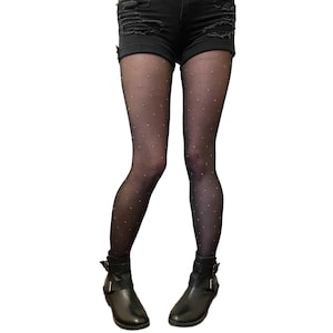 Collant trasparenti glitter argento nero taglie forti / Collant moda donna / Collant fantasia