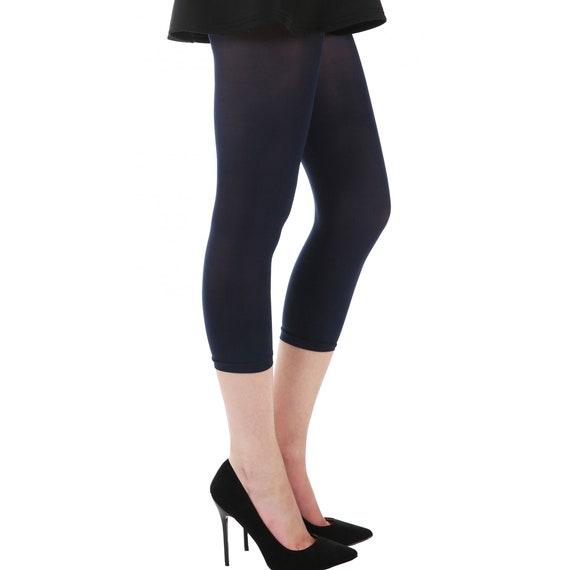 Navy Blue Capri Footless Tights for Women A Fashion Cropped Tights -   Canada