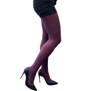 Damson Opaque Diamond Tights For Women