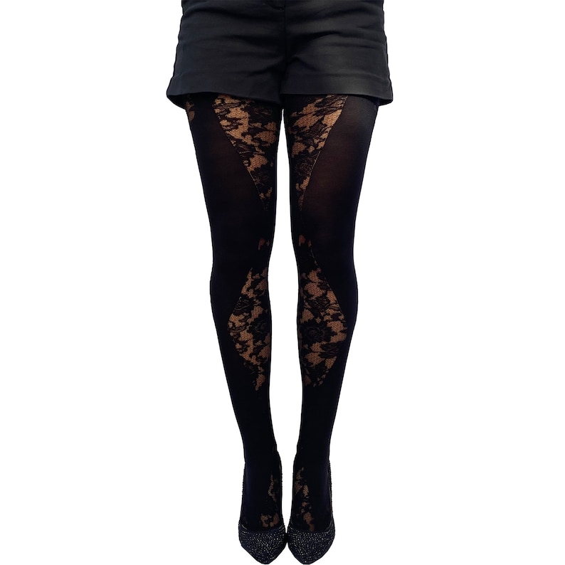 Black Lace Tights for Women Fancy Sexy Lacy Pantyhose for - Etsy