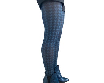 Black and denim Houndstooth Patterned tights for Women