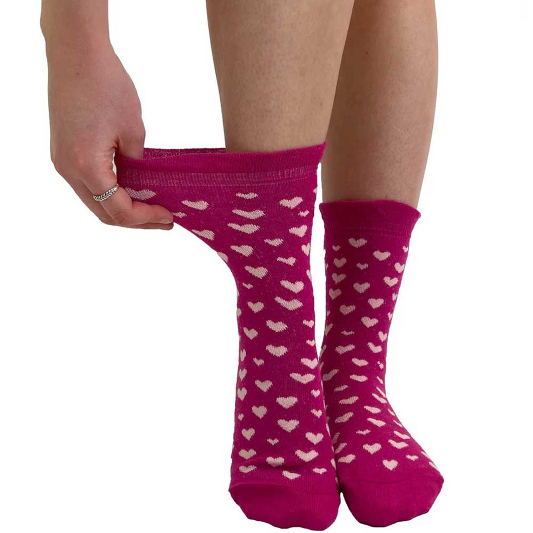 Cute Walk by Babyhug Knit Ankle Length Socks With Heart Design Pack of 3 - Dark Pink Black & White