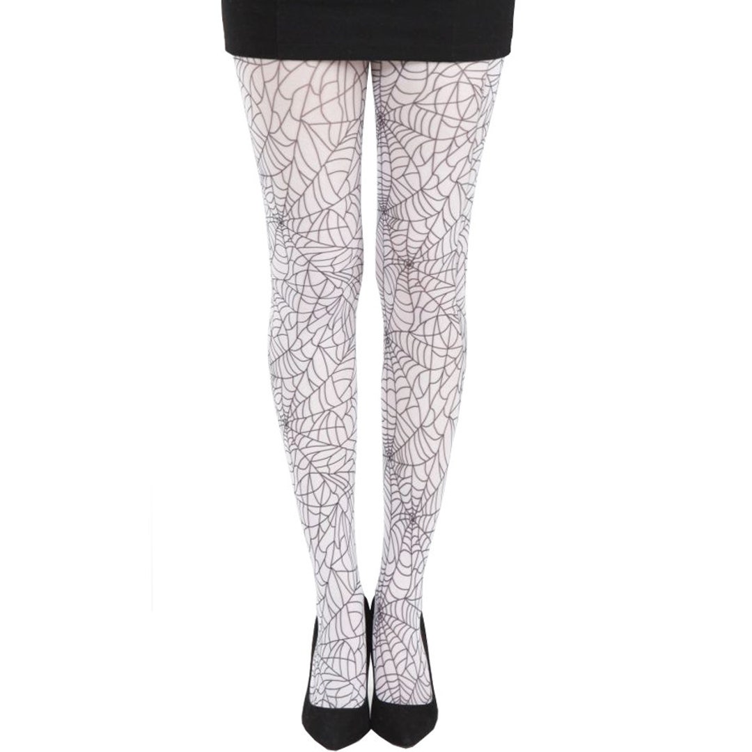 Ladies Spider Web & Cockroach Design Tights for Halloween One Size