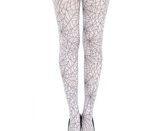 White Spider Web Tights for Halloween