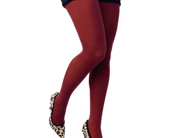 Burgundy Tights for Women weich und langlebig | blickdichte Strumpfhose | Die Strumpfhose ist auch in plus size erhältlich