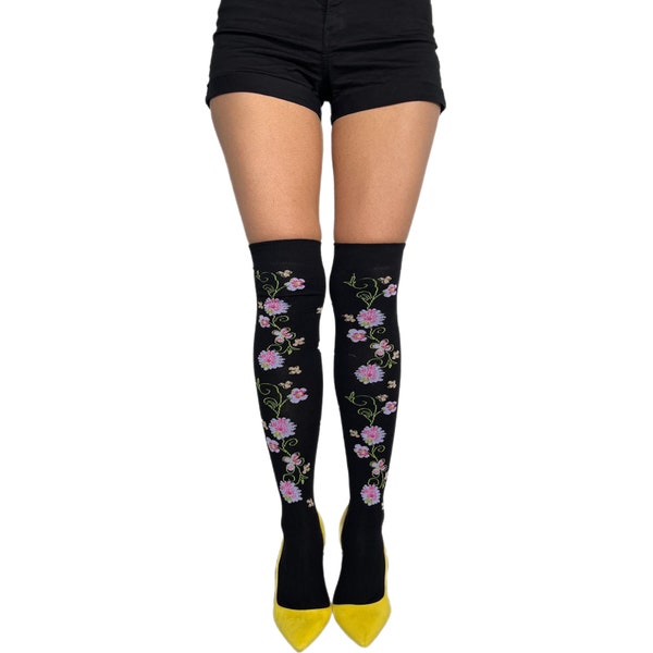 Floral Socks Over Knee for women | Cotton Socks