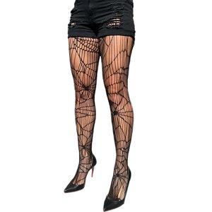 A Black Web Fishnet Tights for women | Perfect for Halloween!