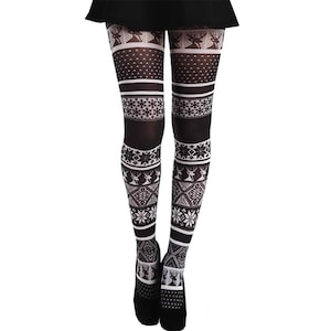 Collant invernali con fantasia in bianco e nero per donna Malka Chic