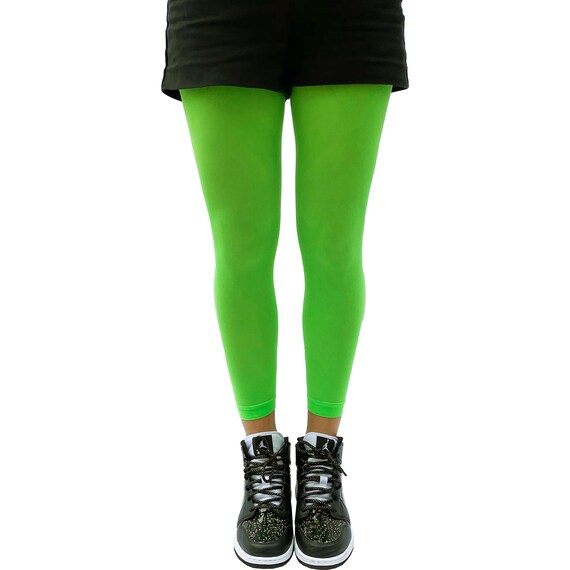 Lime Green Opaque Footless Tights for 
