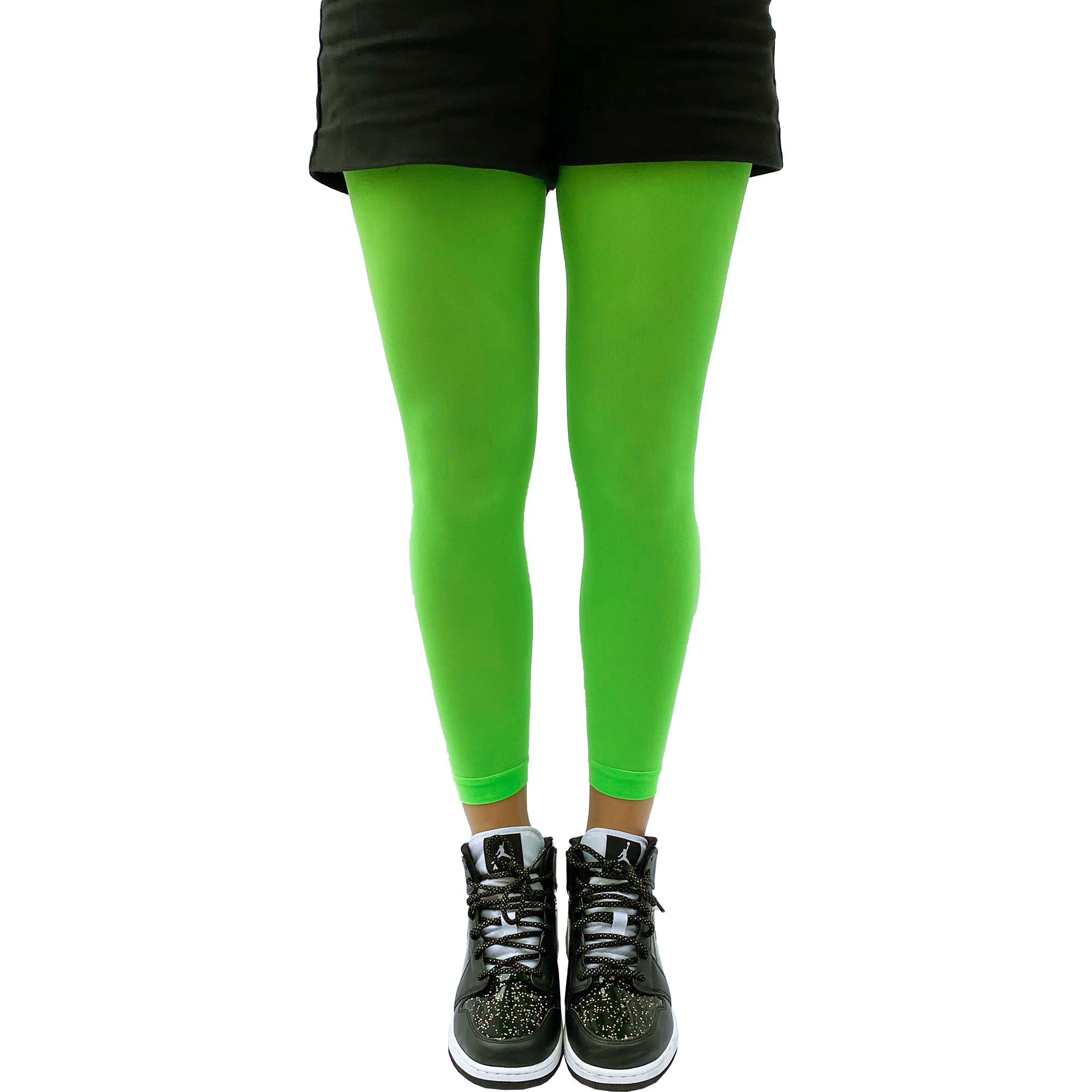 Lime Green Opaque Footless Tights for Women Soft and Durable Etsy