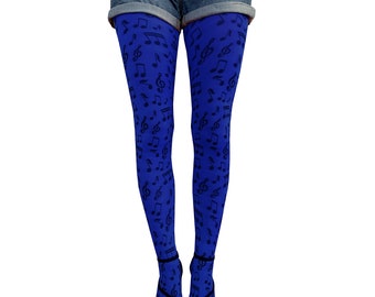 Blue Tights Musical Notes for Women | Perfect Music Teacher Gift!