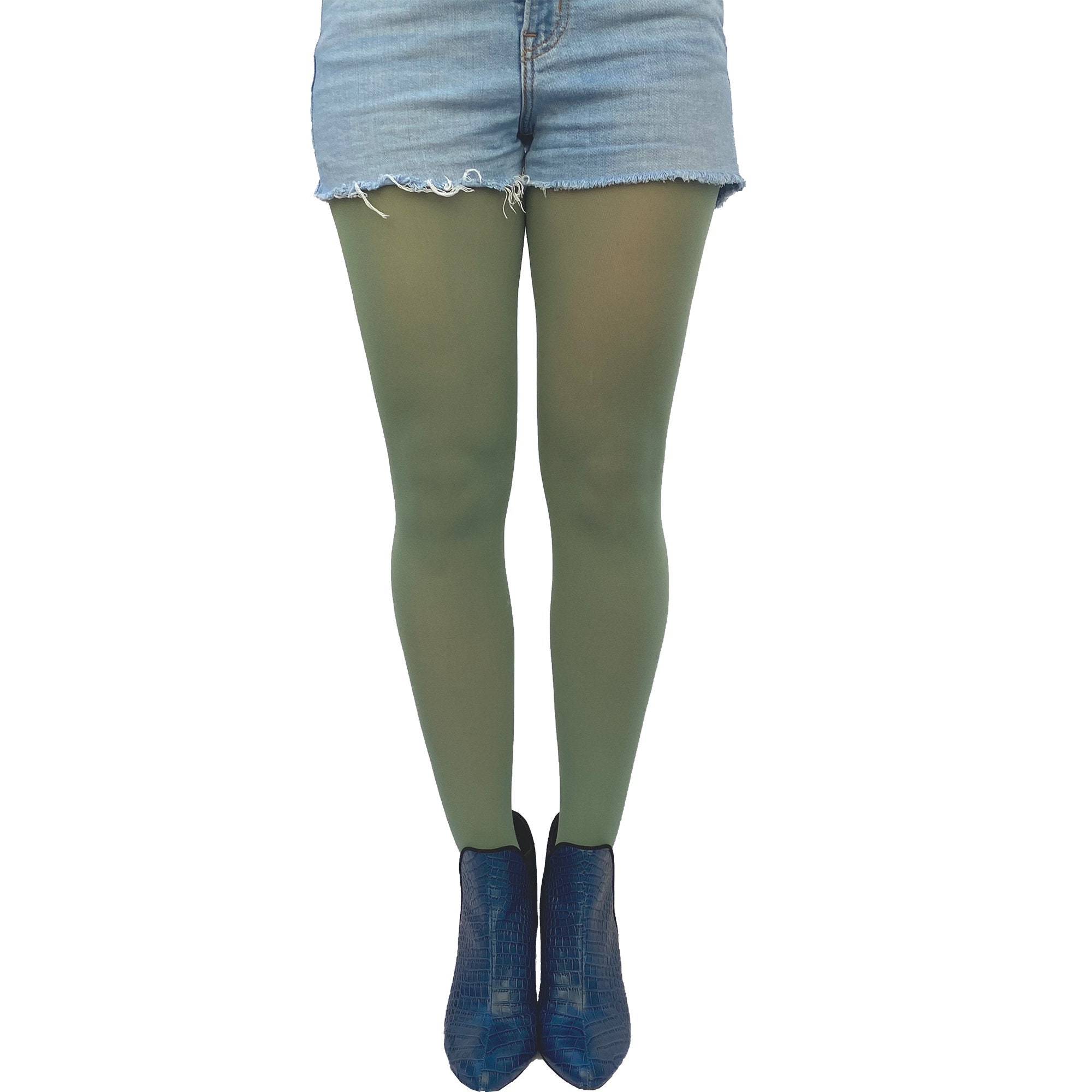 Leaf Green Tights Opaque for Women Soft 