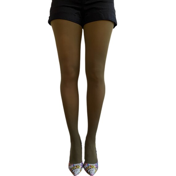 Olive Green Opaque Tights for Women 