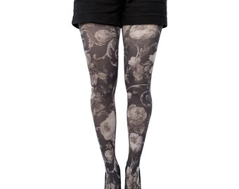 White Floral Tights for Women | Perfect Gift For Mothers | Patterned Tights Available in Plus Size