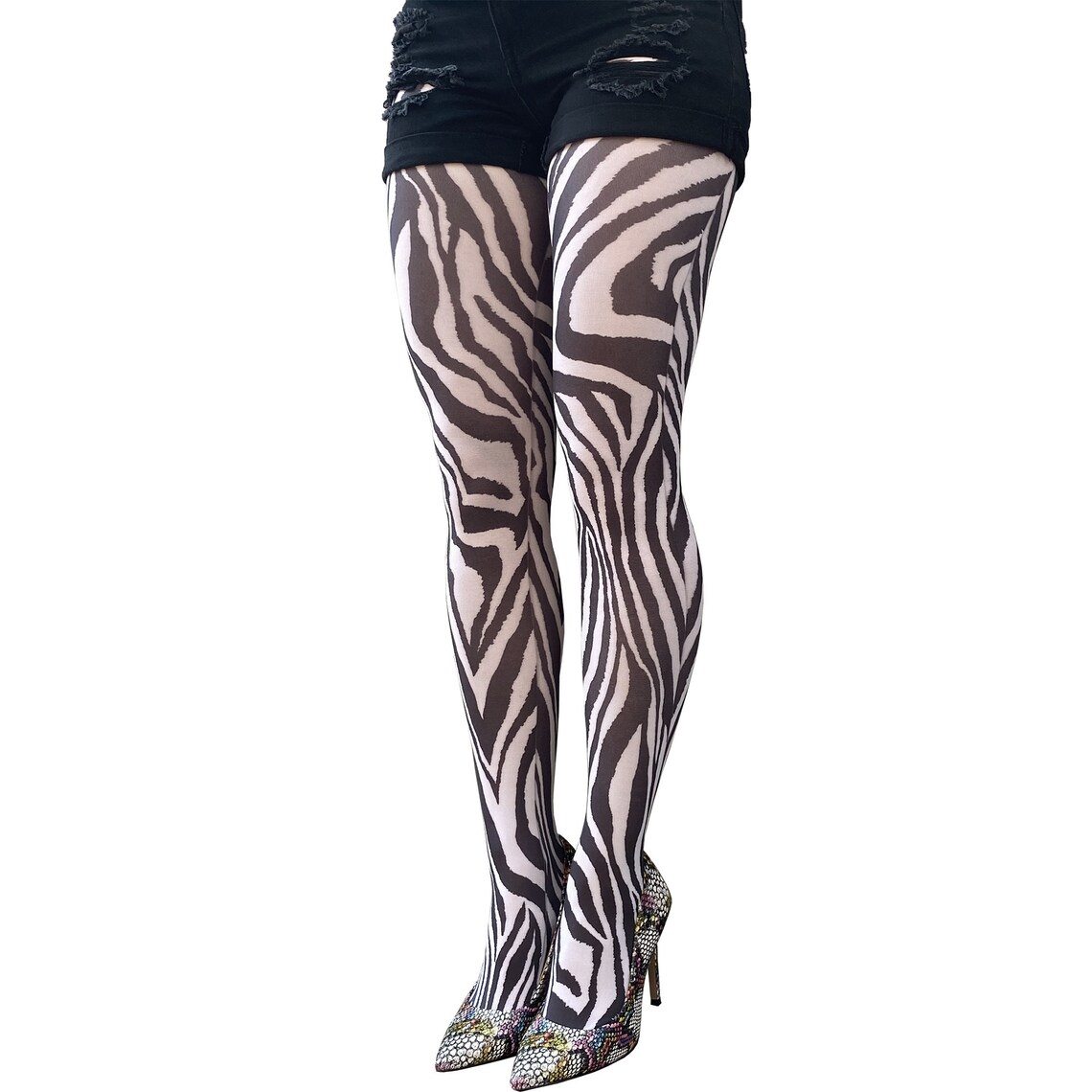 White Zebra Tights Patterned Pantyhose for Women Gift for Etsy Italia