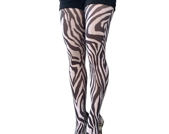 White Zebra Tights | Patterned Pantyhose for Women | Gift for her!