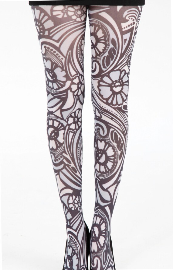 white floral tights