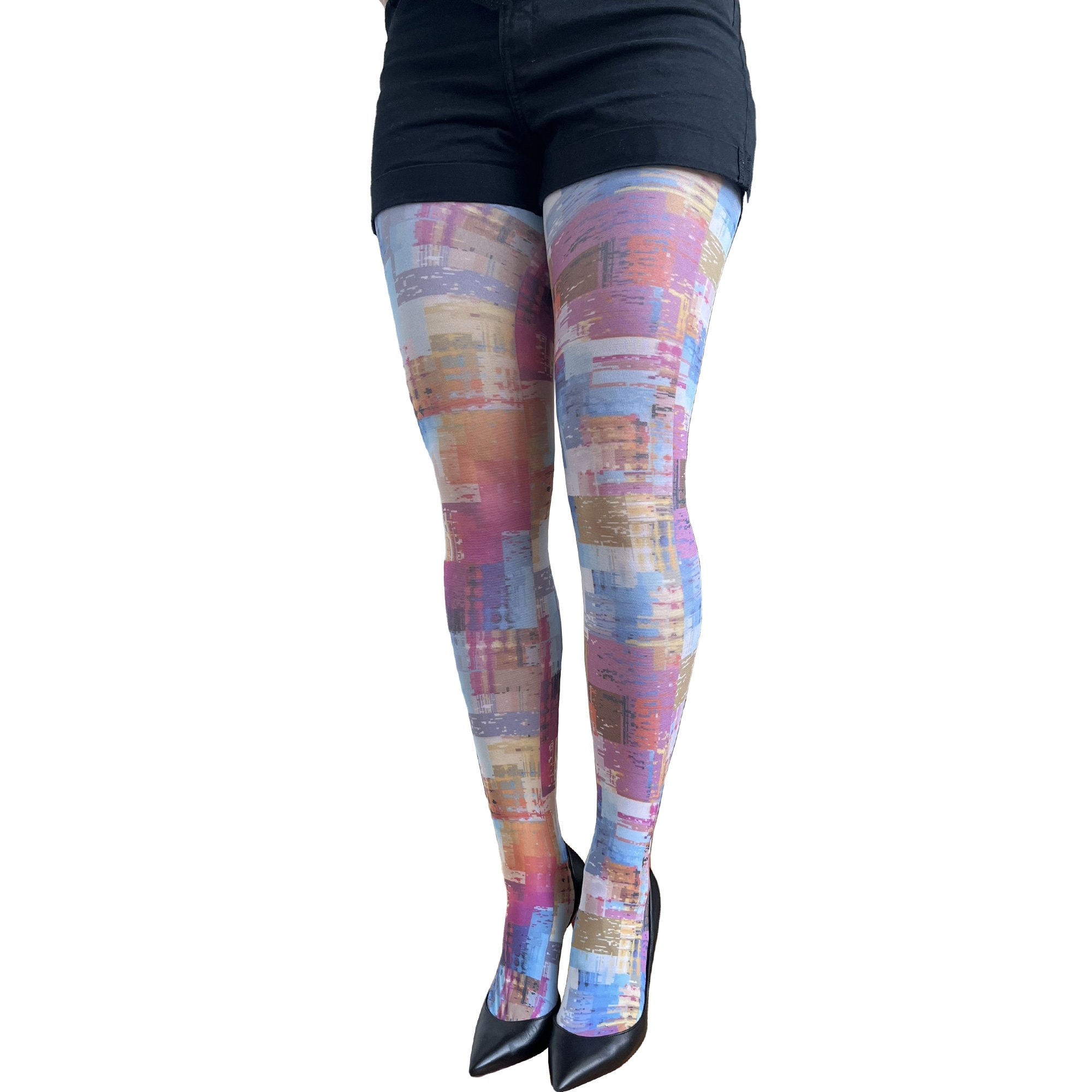 Abstract Tights – Multicolored Patterned Pantyhose | Plus Size Available by Malka-Chic