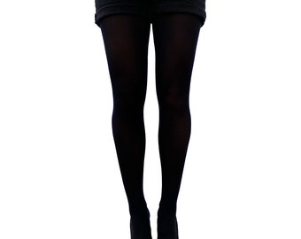 Black Opaque Tights For Women | Opaque 80 Deniers Pantyhose Full Footed Tights