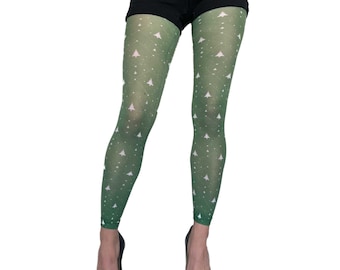 Green Christmas Tree Footless Tights | Perfect gift!