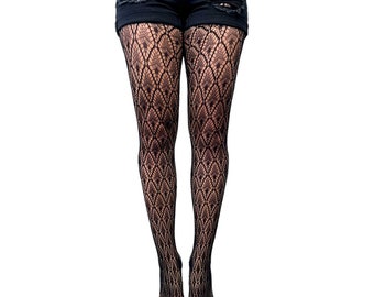 Black Peacock Feather Net Tights | Gorgeous Soft Fishnet Pantyhose