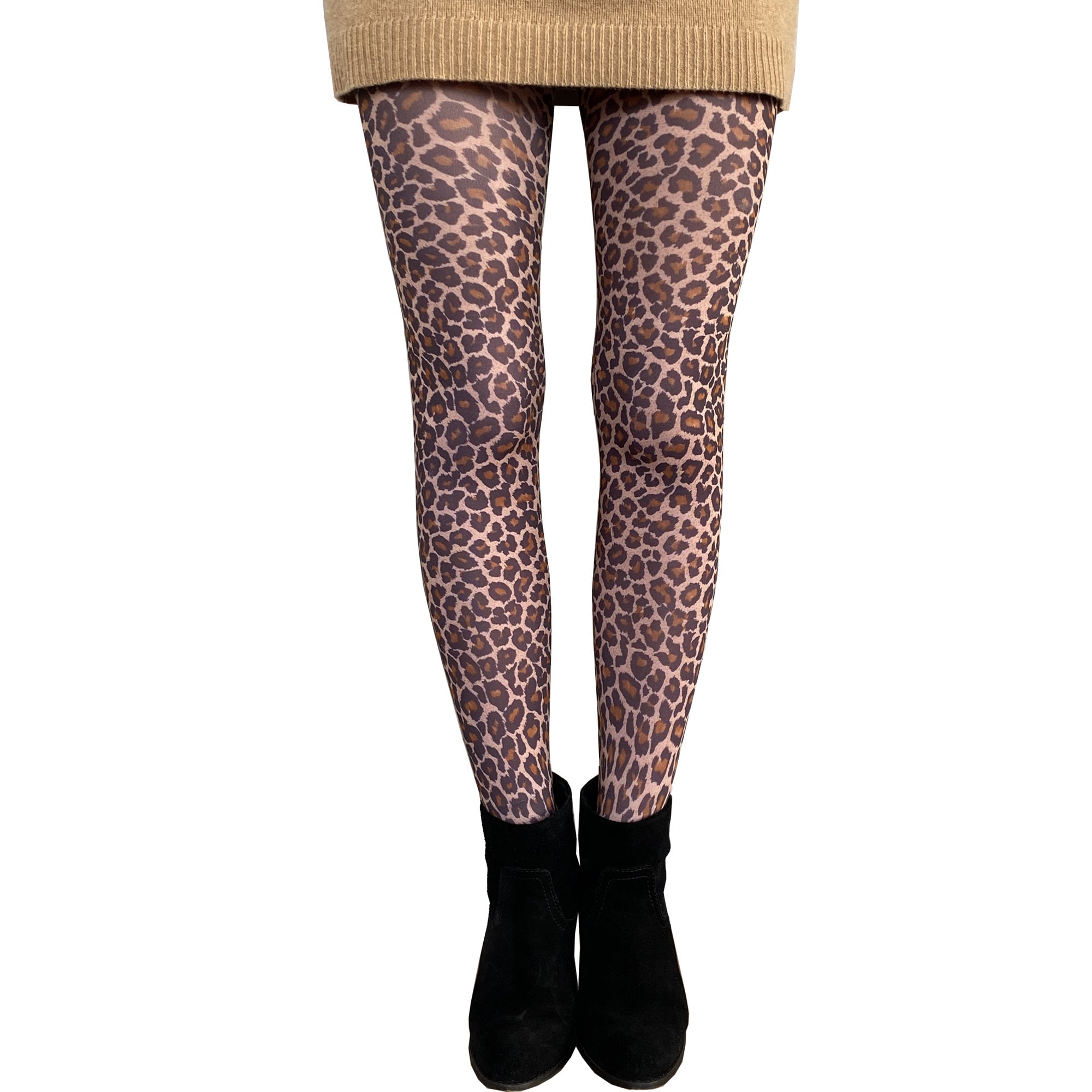 leopard print black tights