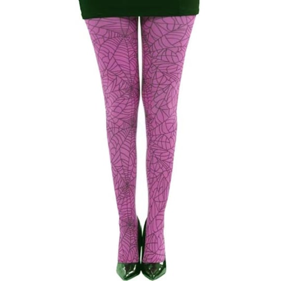 Pink Tights With Spider Web All Over the Legs Tights for Halloween Outfits  