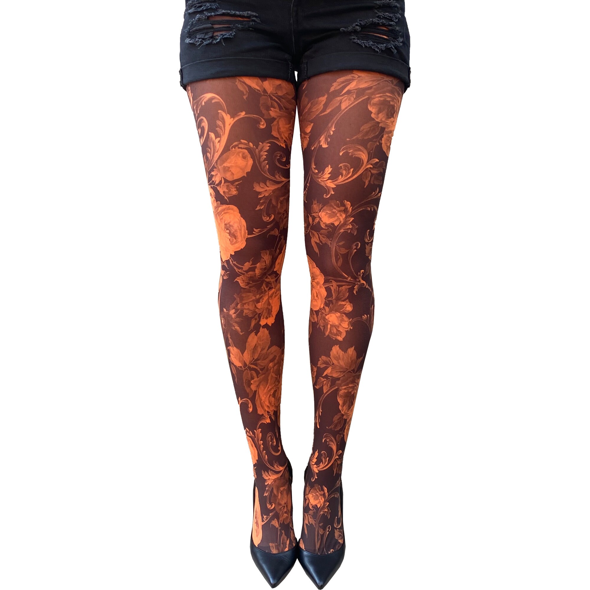 Orange patterned leggings Clearance