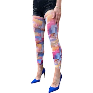 Multicolored Abstract patterned  Footless Tights Pantyhose for Women