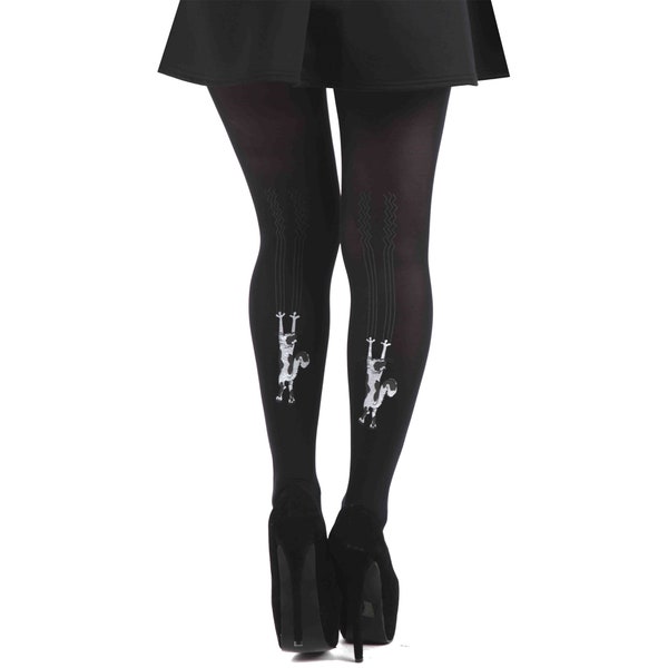 black Tights Cat | Cute And Fun Tights For Women | Cats On The Back Of The l Legs | Gift for cat mum