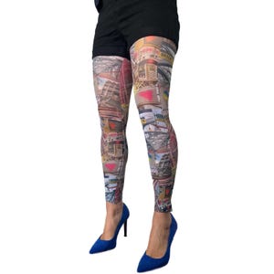 Brooklyn Street Art Footless Tights – Urban Print for Women | Plus Size Available by Malka-Chic