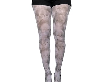 Gray Skulls Illusion Knitted Patterned tights for Women | Perfect For Halloween!