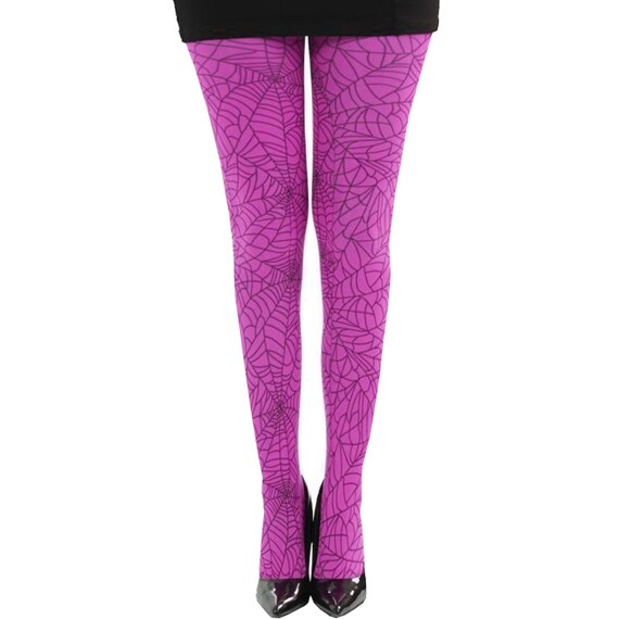 Pink Tights With Spider Web All Over 