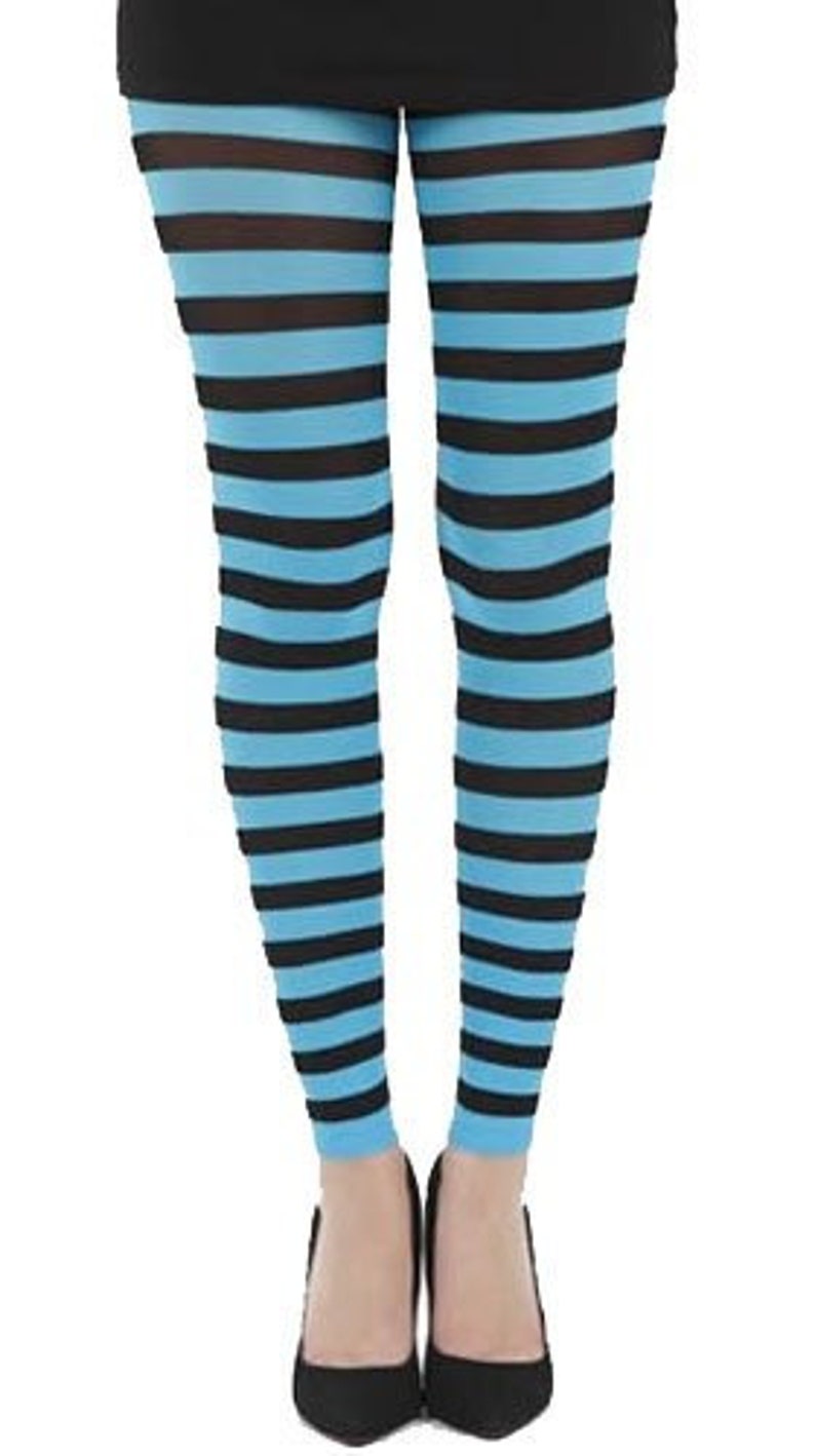 Turquoise Striped Tights for Women Soft durable twotone Etsy